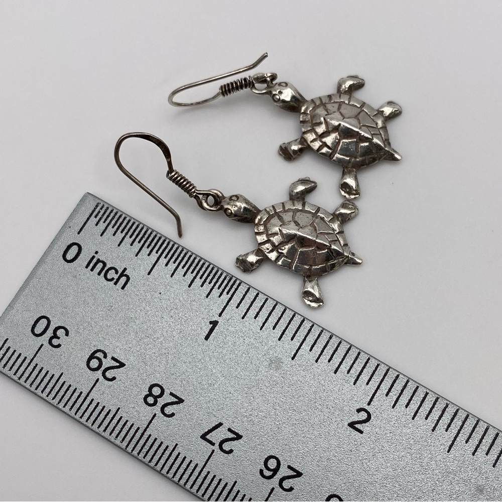 Sterling Silver 925 Turtle Dangle Earrings - Picture 5 of 6